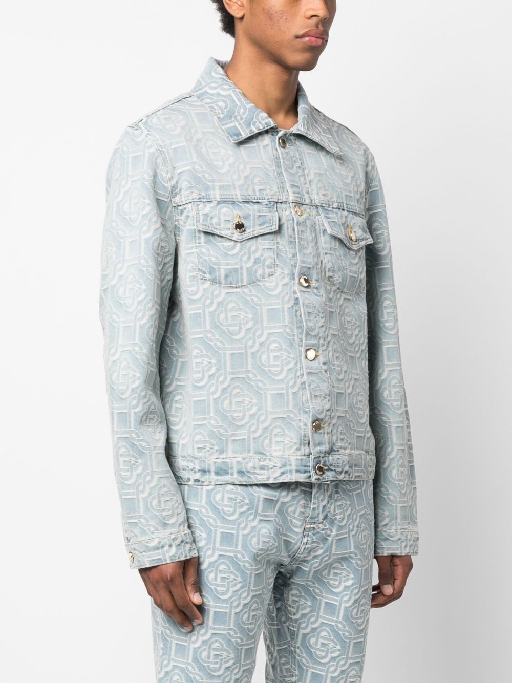 Veste en jean à motif jacquard monogramme