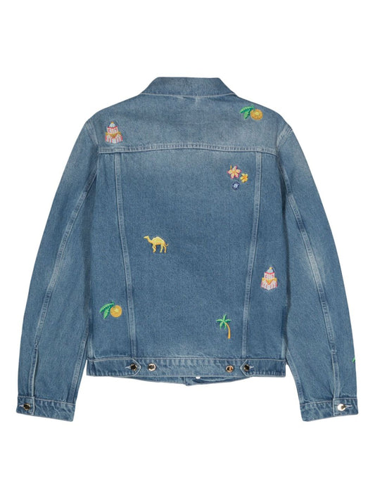 veste en jean à motif brodé