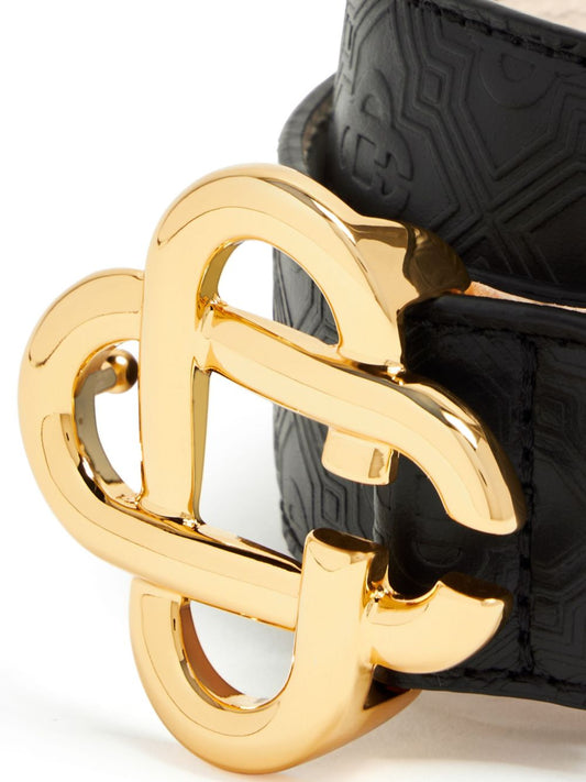 logo-plaque leather belt