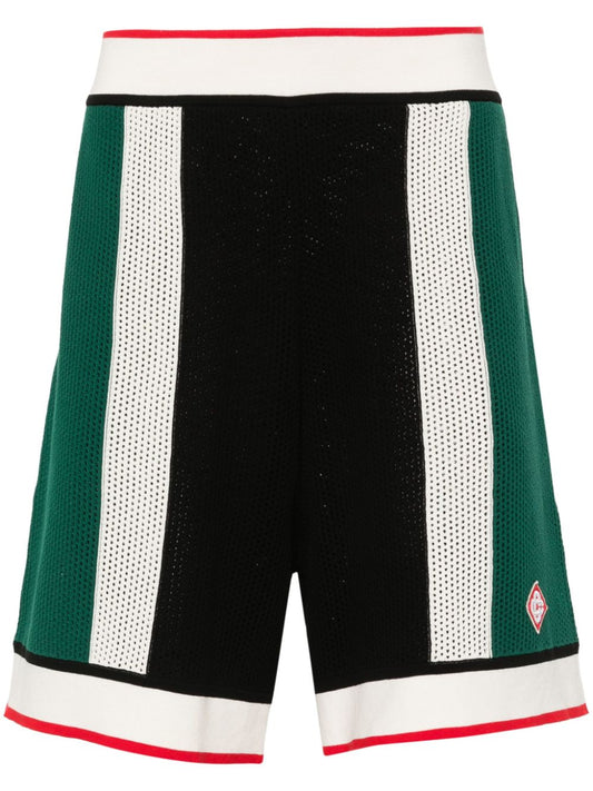 short en maille ajourée avec logo appliqué