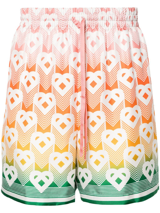 Short en soie à monogramme coeur