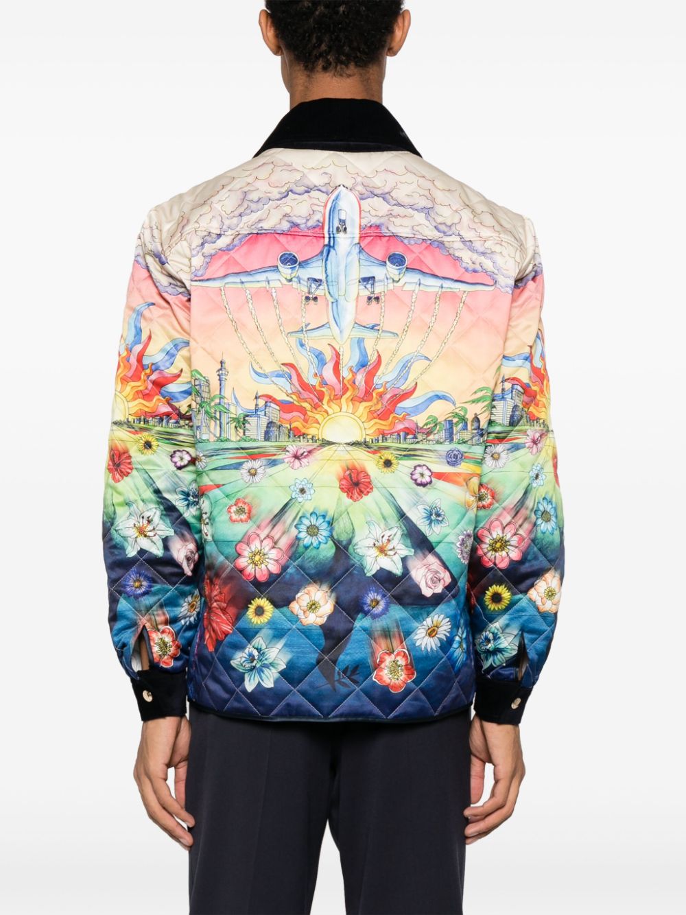 L'Envol print quilted satin jacket
