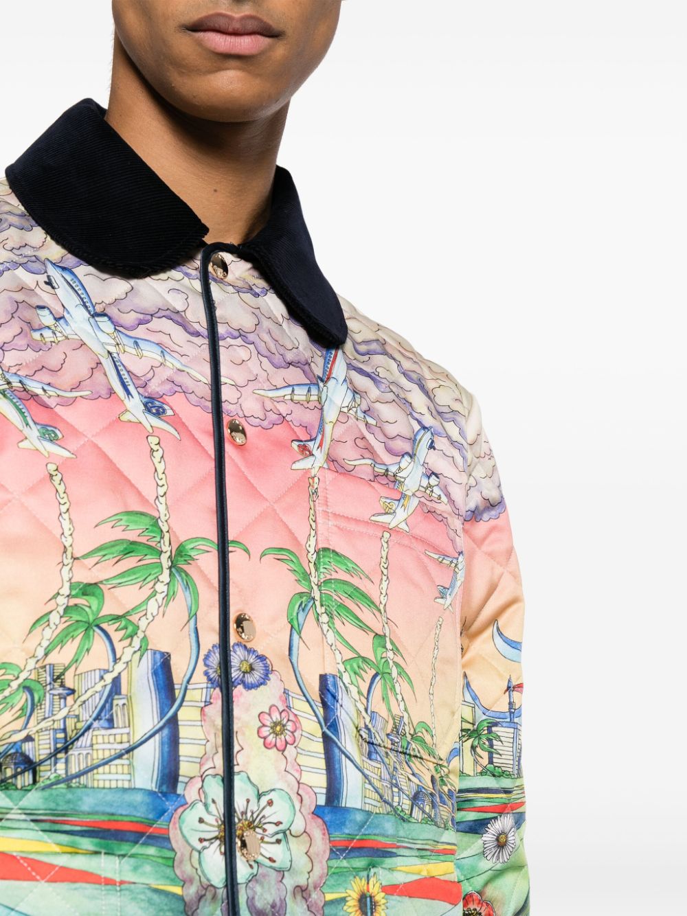 L'Envol print quilted satin jacket