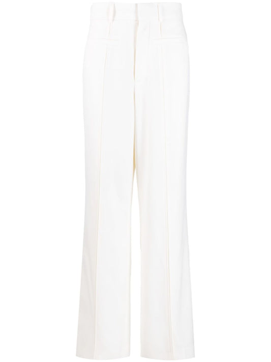 seam-detailing straight-leg trousers