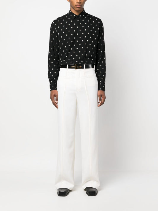 seam-detailing straight-leg trousers