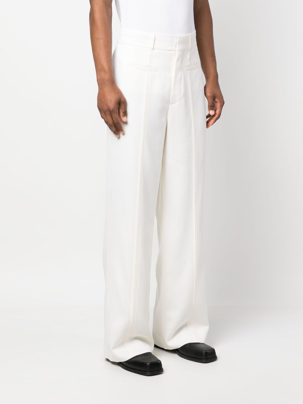 seam-detailing straight-leg trousers