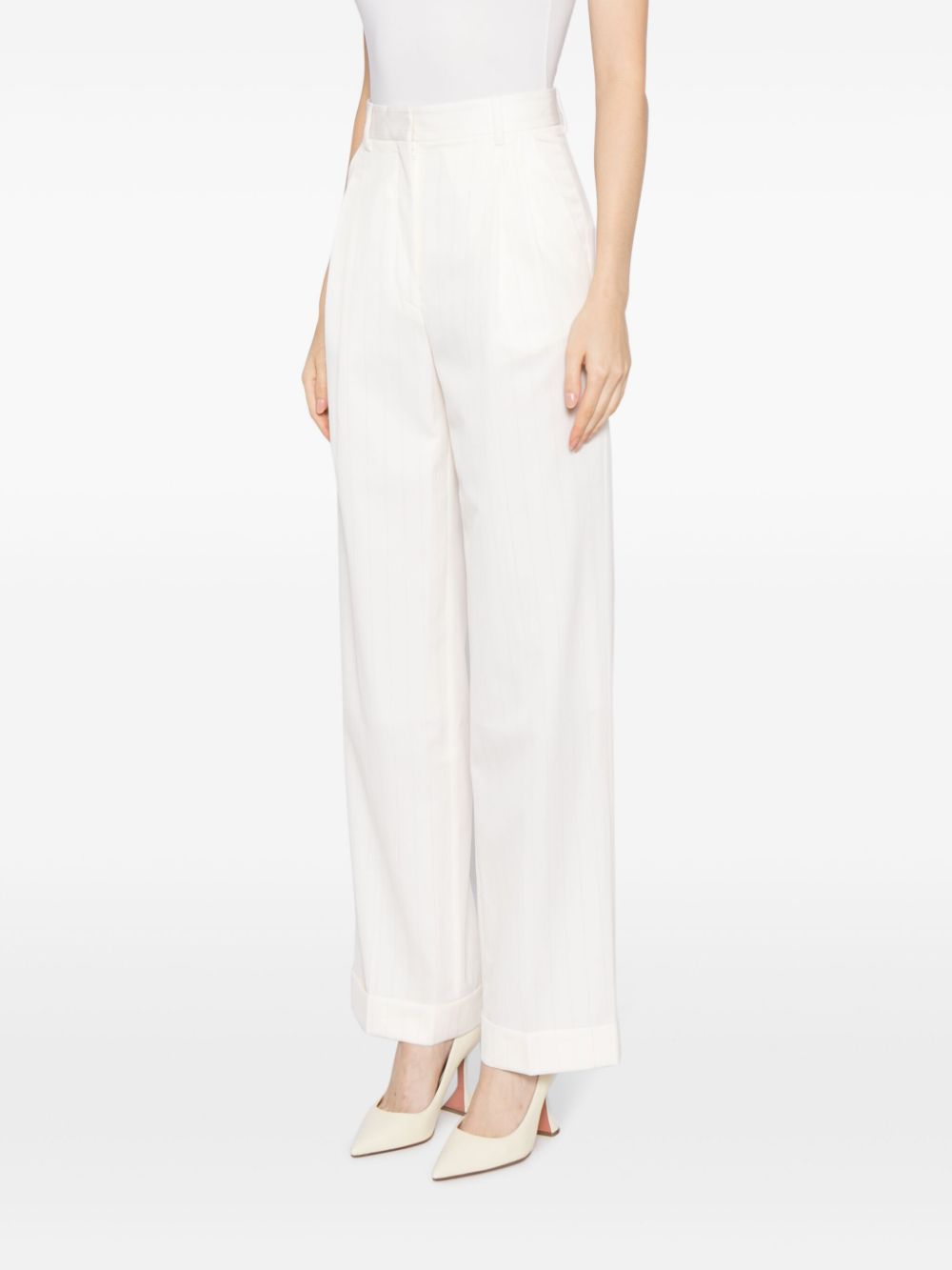 high-waist wool straight-leg trousers