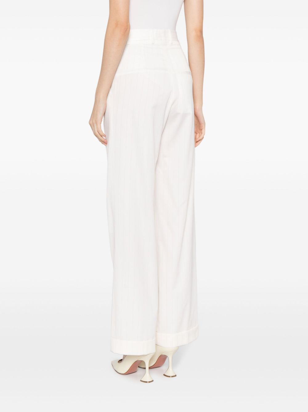 high-waist wool straight-leg trousers