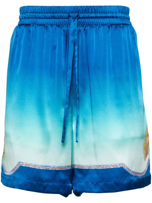 short en soie à motif mosaïque ombré