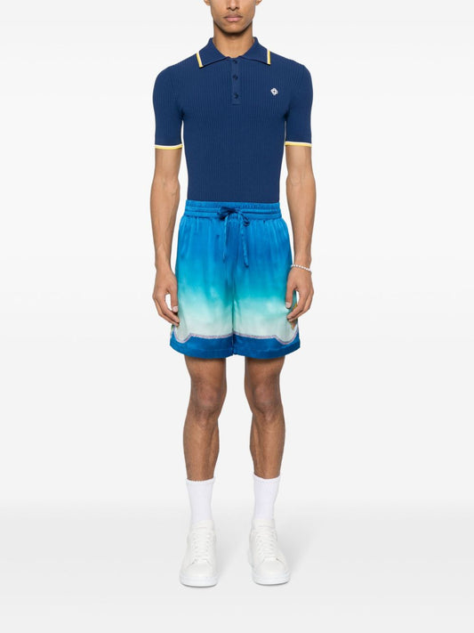 short en soie à motif mosaïque ombré