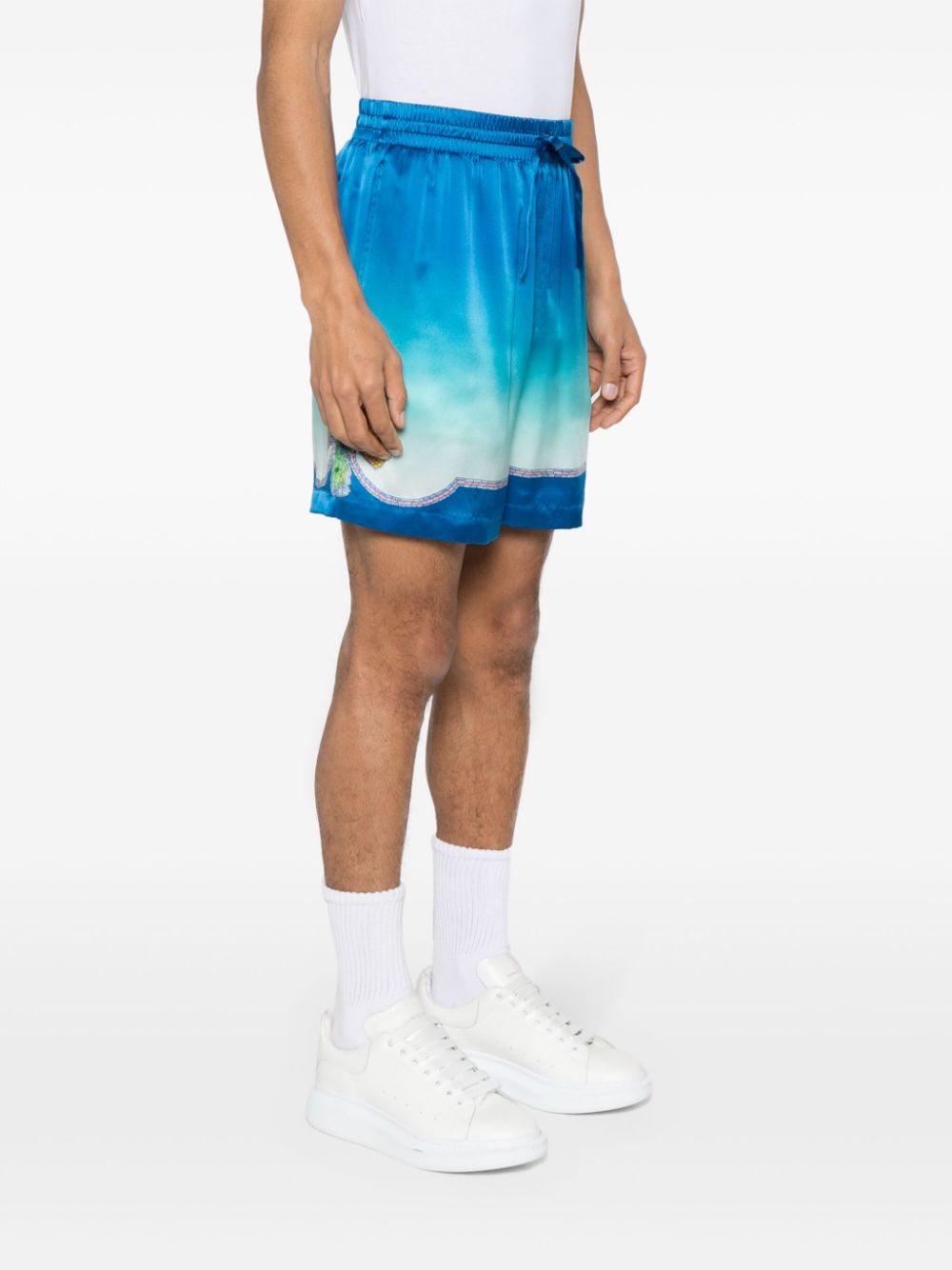 short en soie à motif mosaïque ombré