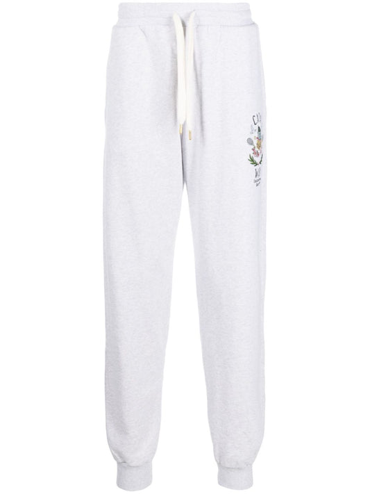 Casa Way-embroidery organic cotton track pants