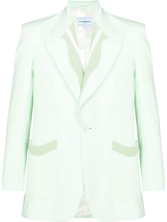 blazer à boutonnage simple et bordure côtelée