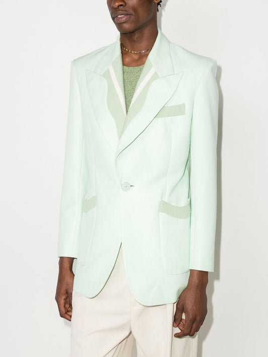 blazer à boutonnage simple et bordure côtelée