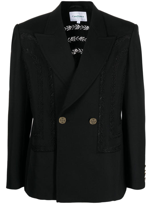blazer à double boutonnage en broderie anglaise