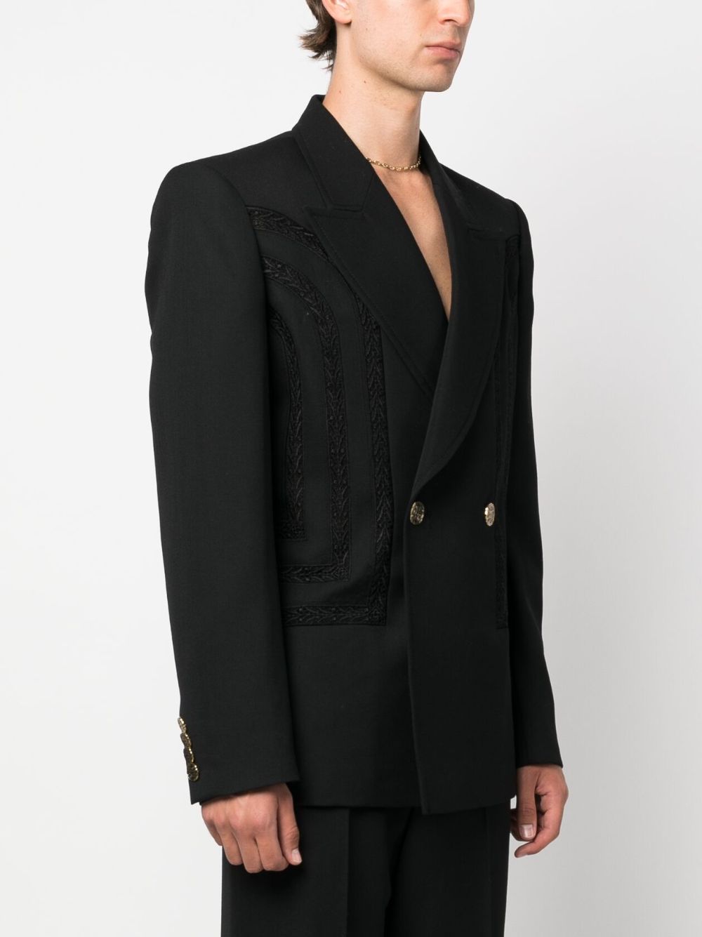 blazer à double boutonnage en broderie anglaise
