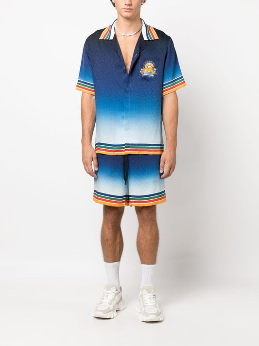 Rainbow monogram silk shorts
