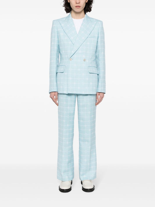 Pantalon en laine jacquard monogramme cœur
