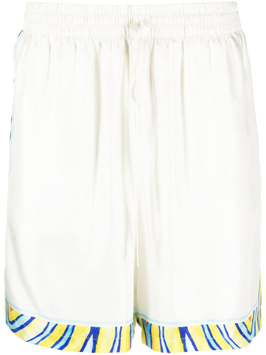 graphic-print silk track shorts