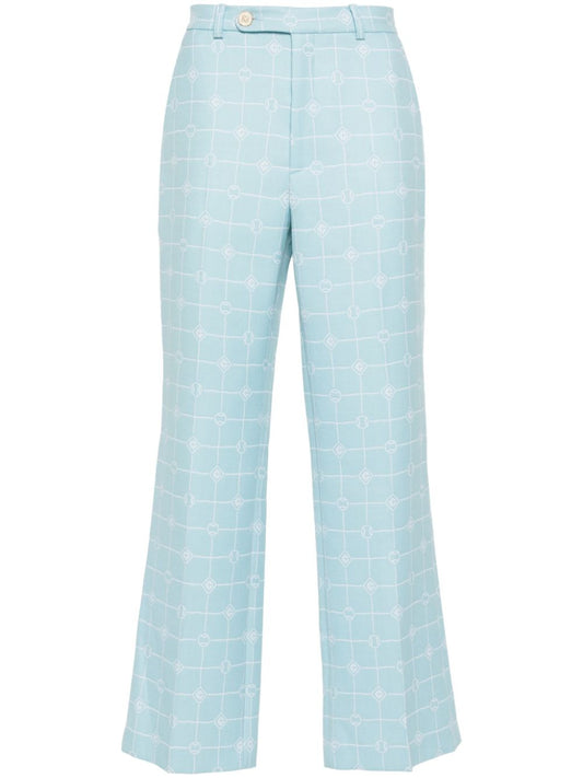logo-windowpane straight trousers