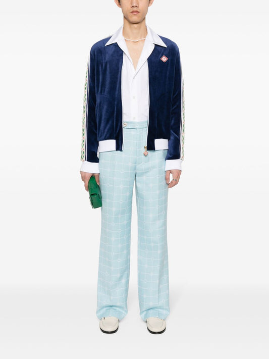 logo-windowpane straight trousers
