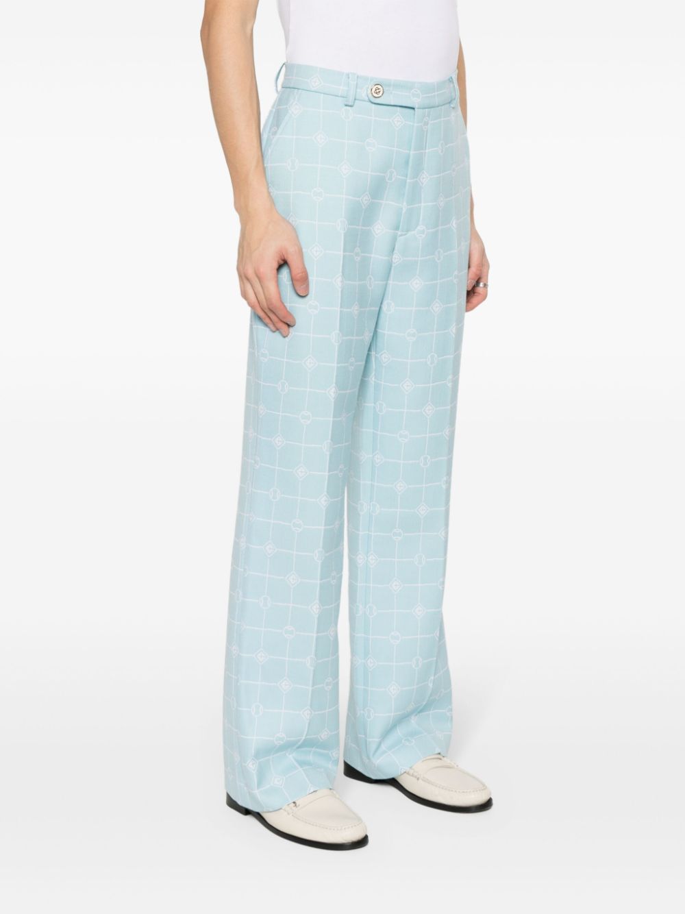 logo-windowpane straight trousers