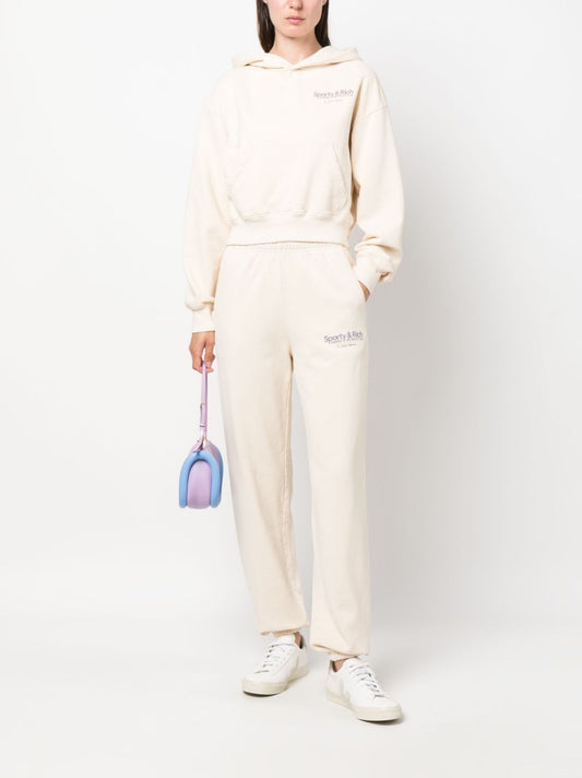 pantalon élastique à imprimé logo
