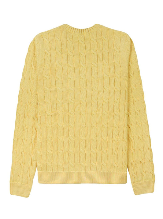 logo-embroidered cable-knit jumper