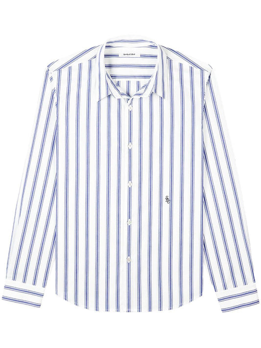 logo-embroidered striped shirt
