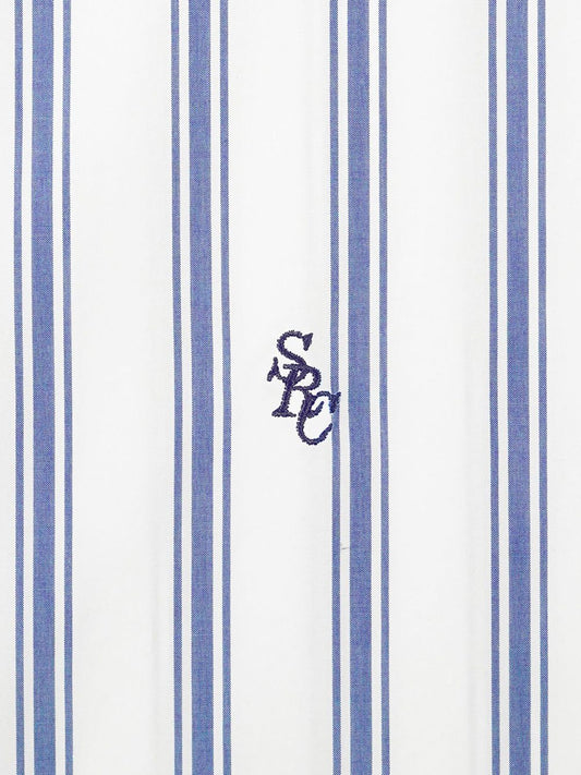 logo-embroidered striped shirt