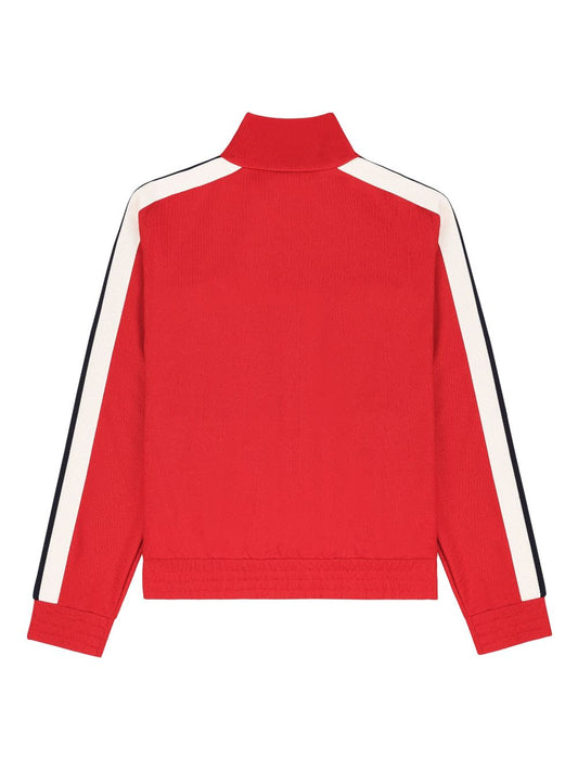 stripe-detail zip-up track jacket