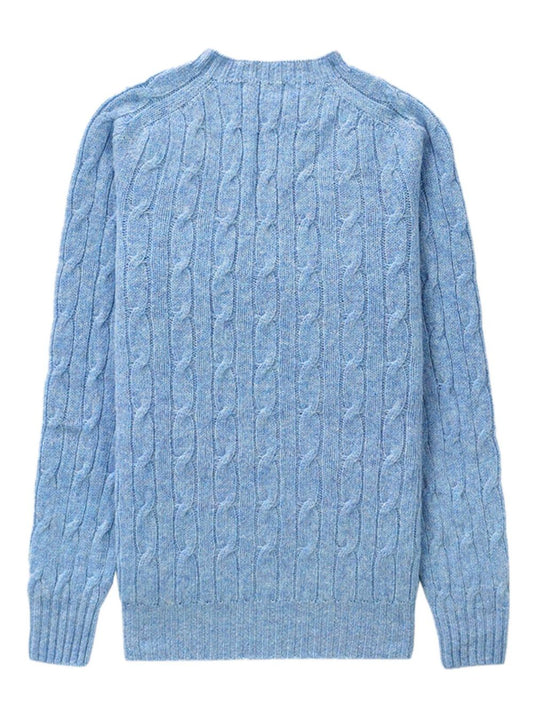logo-embroidered cable-knit jumper