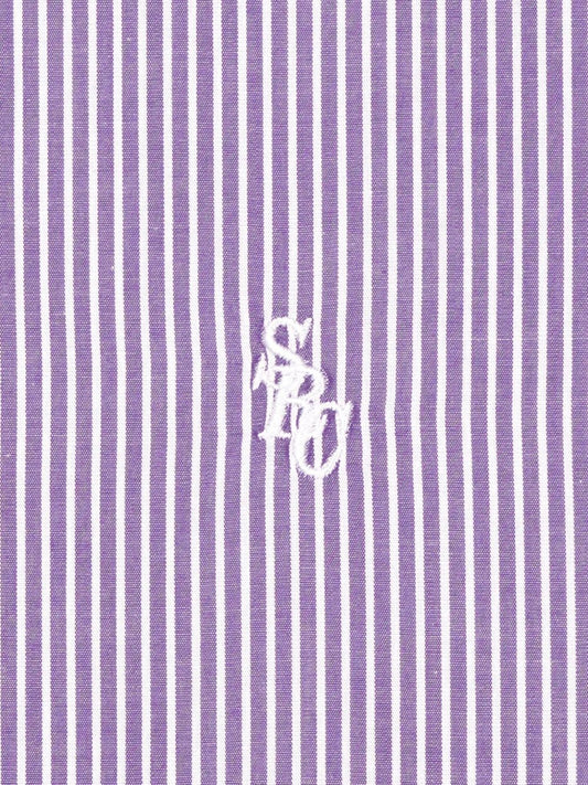 logo-embroidered striped cotton shirt