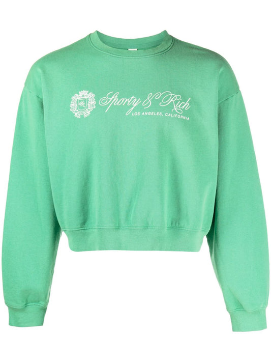 sweat-shirt court à imprimé logo