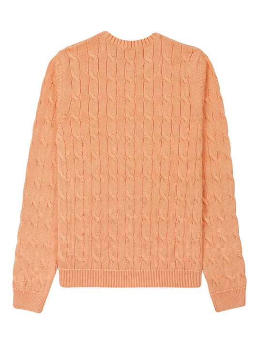 logo-embroidered cable-knit jumper