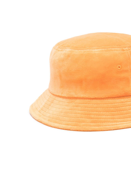 logo-embroidered cotton velvet bucket hat
