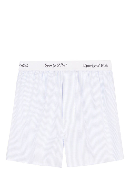 logo-waistband striped cotton shorts