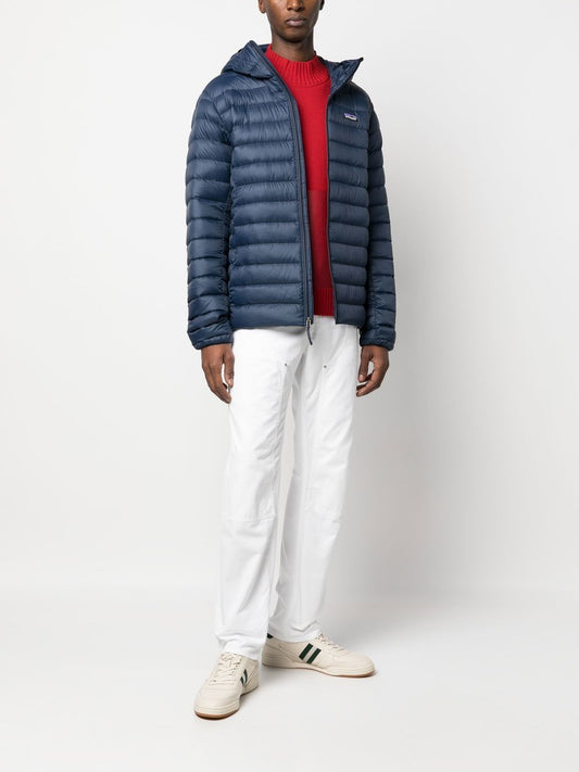 logo-patch hooded down jacket